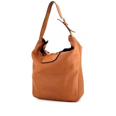 Sac porté épaule Hermès Virevolte en cuir gold et cuir naturel