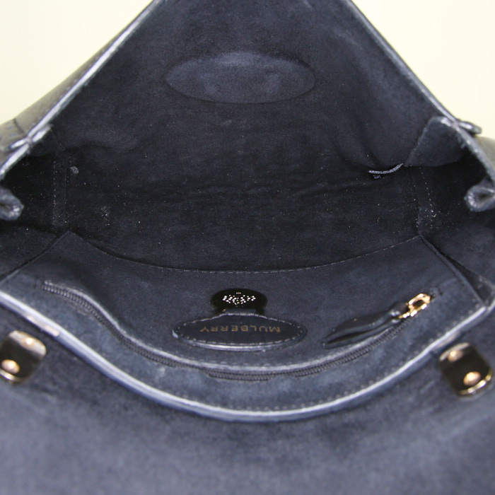 Sac Mulberry en cuir grainé noir - Detail D3