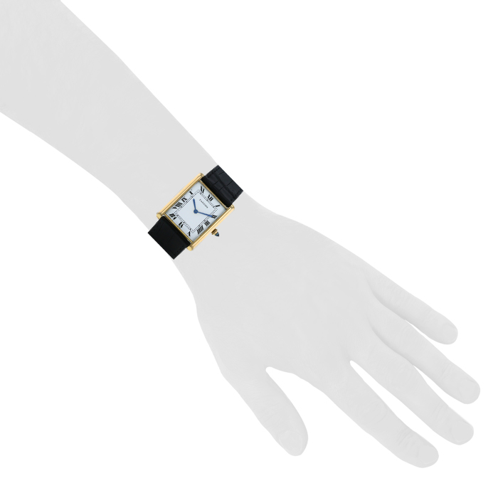 Montre Cartier Tank "Jumbo" en référence à "Blue jasmine" en or jaune Vers 1970 - Detail D1