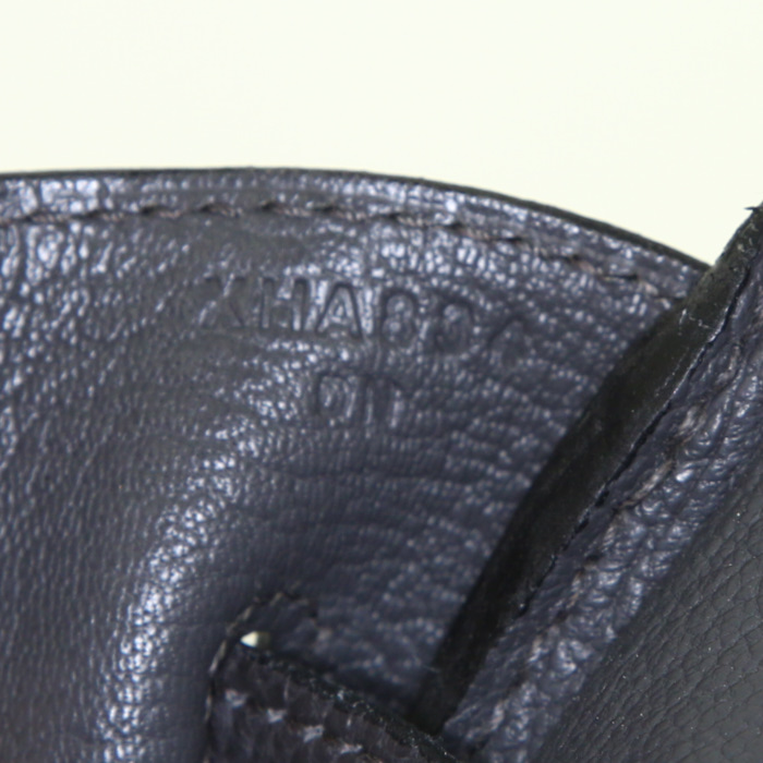 Bolso de mano Hermes Birkin 35 cm en cuero togo gris antracita - Detail D4