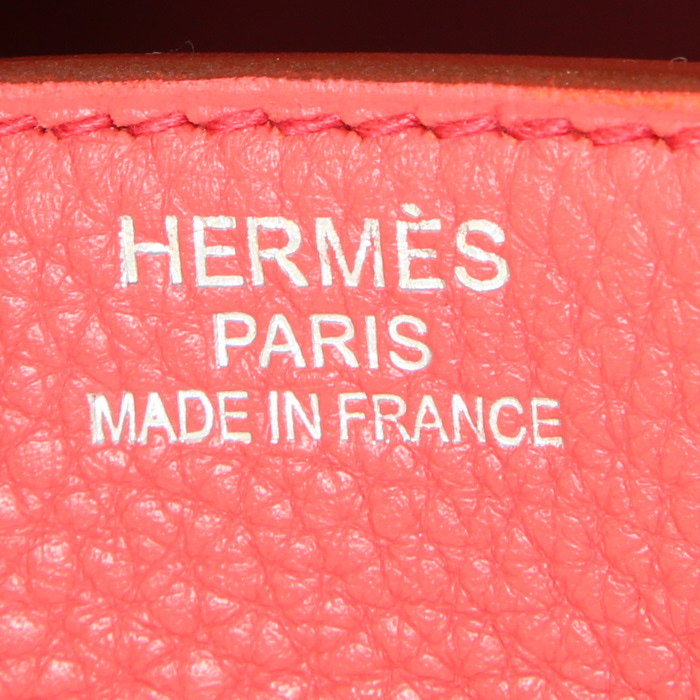 Borsa Hermes Birkin 35 cm in pelle togo rosa Jaipur - Detail D3