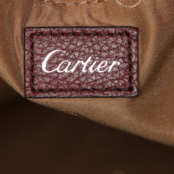 Cartier Marcello bag worn on the shoulder or carried in the hand in burgundy patent leather and burgundy leather - Detail D4