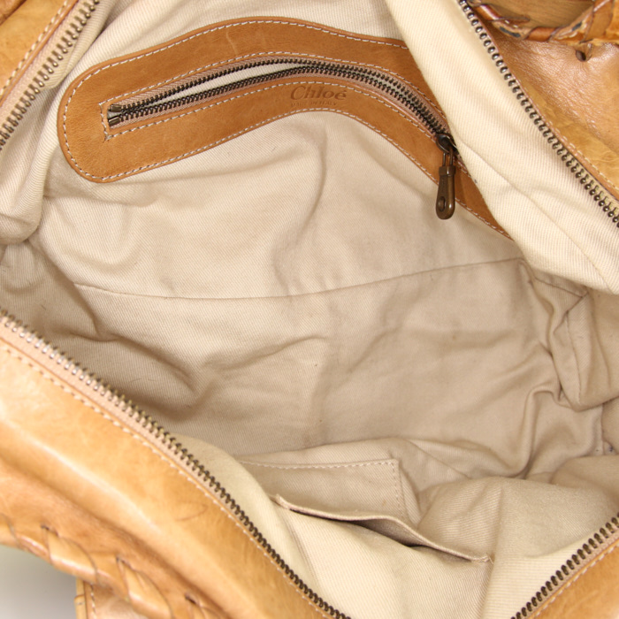 Chloé Silverado handbag in beige clay water snake and beige leather - Detail D2