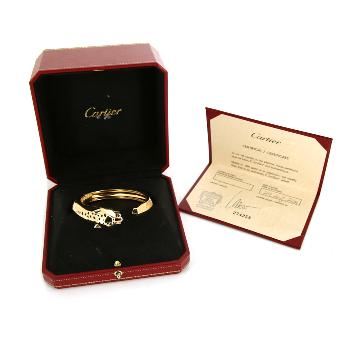 Cartier Panthère bracelet in yellow gold,  enamel and tsavorites - Detail D2