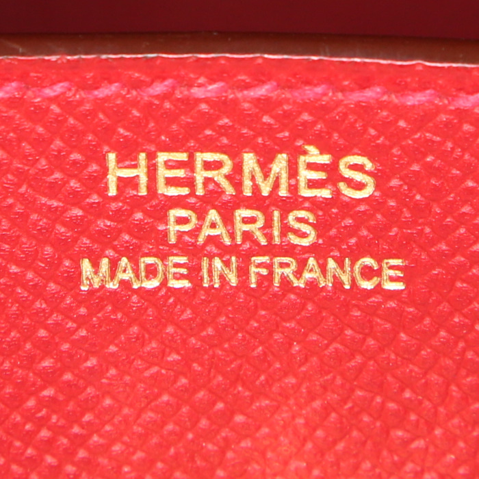 Bolso de mano Hermes Birkin 35 cm en cuero epsom rojo Casaque - Detail D3