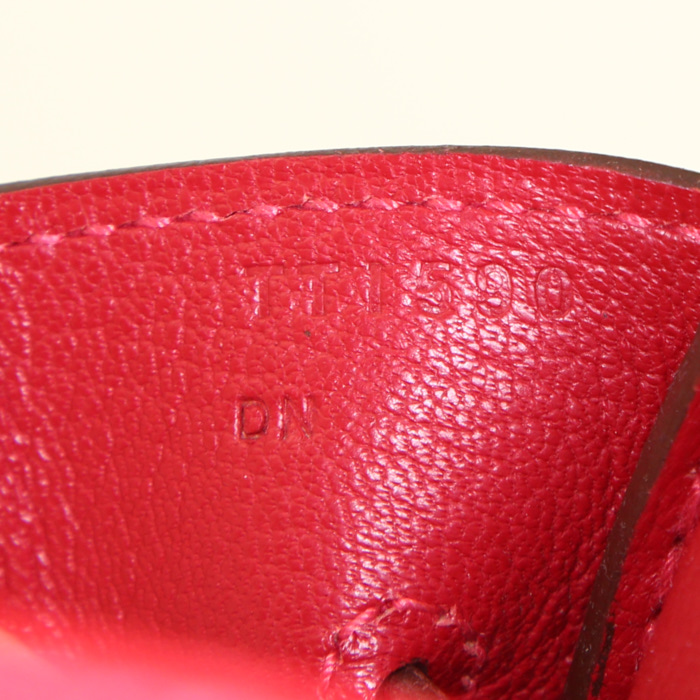 Bolso de mano Hermes Birkin 35 cm en cuero epsom rojo Casaque - Detail D4