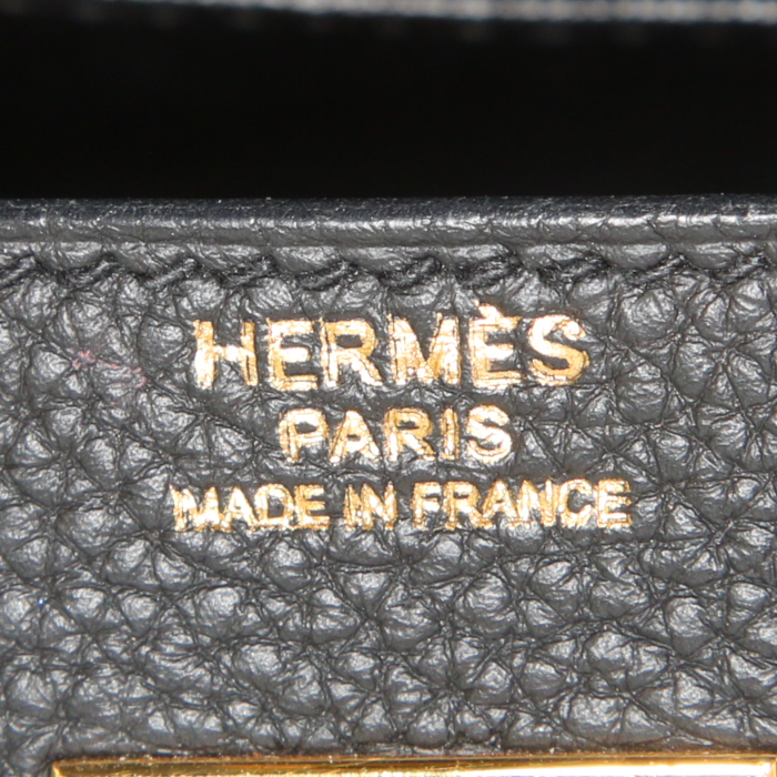 Sac à main Hermes Kelly 32 cm en cuir togo noir - Detail D4