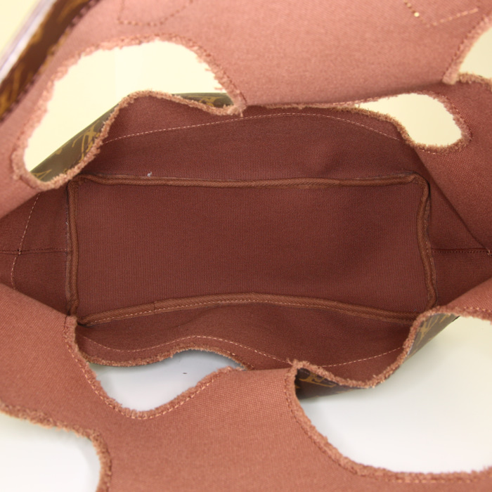 Louis Vuitton Sac Plat Edition Limitée Rei Kawakubo shopping bag in brown monogram canvas and natural leather - Detail D4