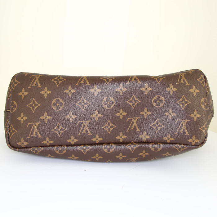 Shopping bag Louis Vuitton Sac Plat Edition Limitée Rei Kawakubo in tela monogram cerata marrone con motivo a fori e pelle naturale - Detail D5