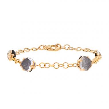 Pomellato Capri bracelet in pink gold,  onyx and rock crystal