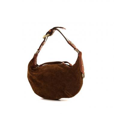Borsa da spalla o a mano Louis Vuitton Onatah in camoscio monogram marrone e pelle marrone
