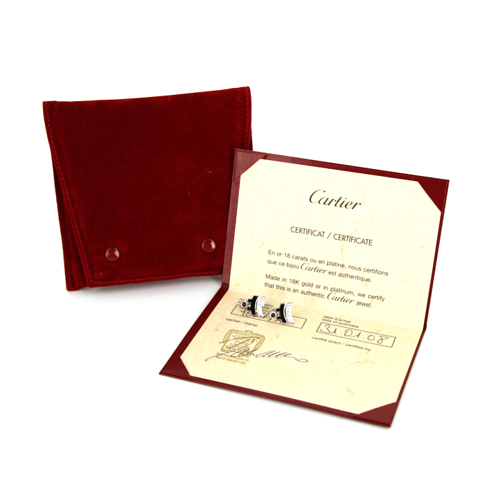 Orecchini Cartier Le Baiser du Dragon in oro bianco,  smalto nero e diamanti e rubini - Detail D2