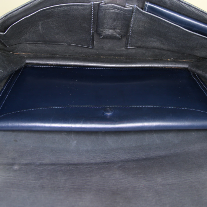 Hermès Etrier bag in blue box leather - Detail D2