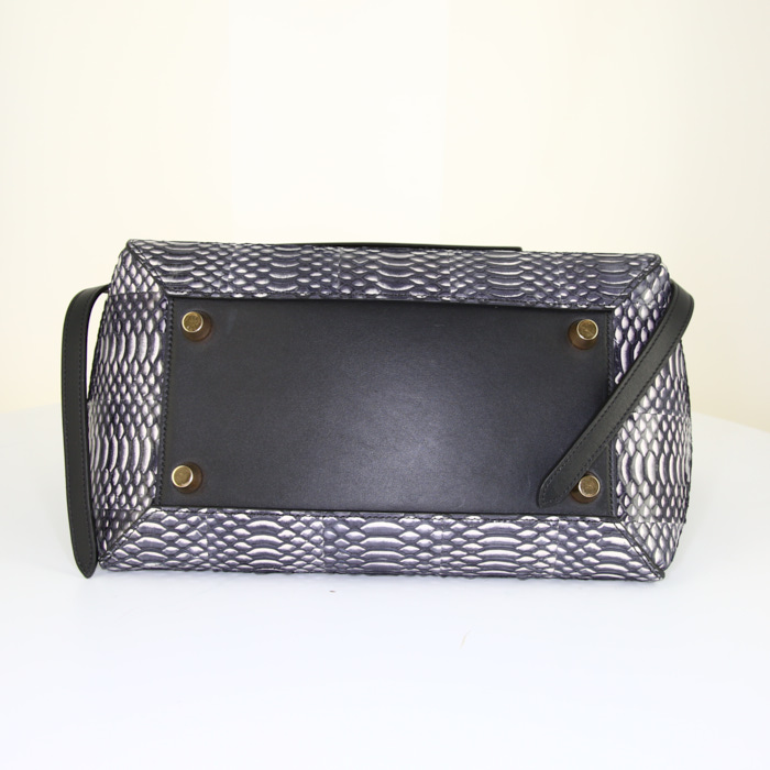 Sac à main Celine  Belt mini  en python noir et argenté et cuir noir - Detail D5