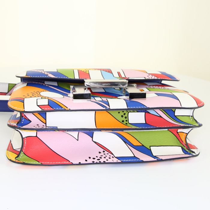 Hermès  Constance shoulder bag  in multicolor Swift leather - Detail D5