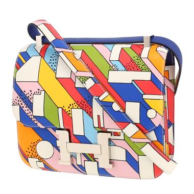 Sac bandoulière Hermès  Constance en cuir Swift multicolore