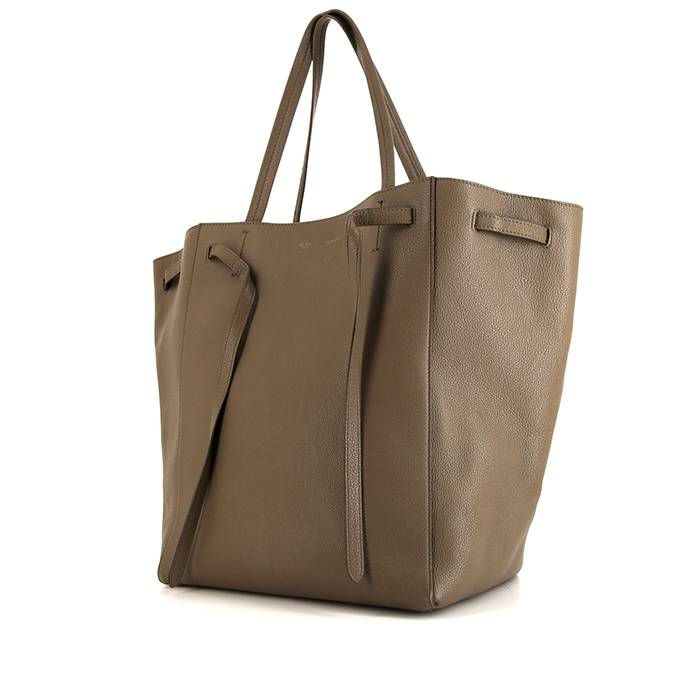 Shopping bag Celine Cabas Phantom in pelle martellata color talpa