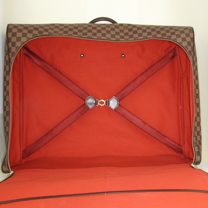 Louis Vuitton Nolita suitcase in ebene damier canvas and brown leather - Detail D2