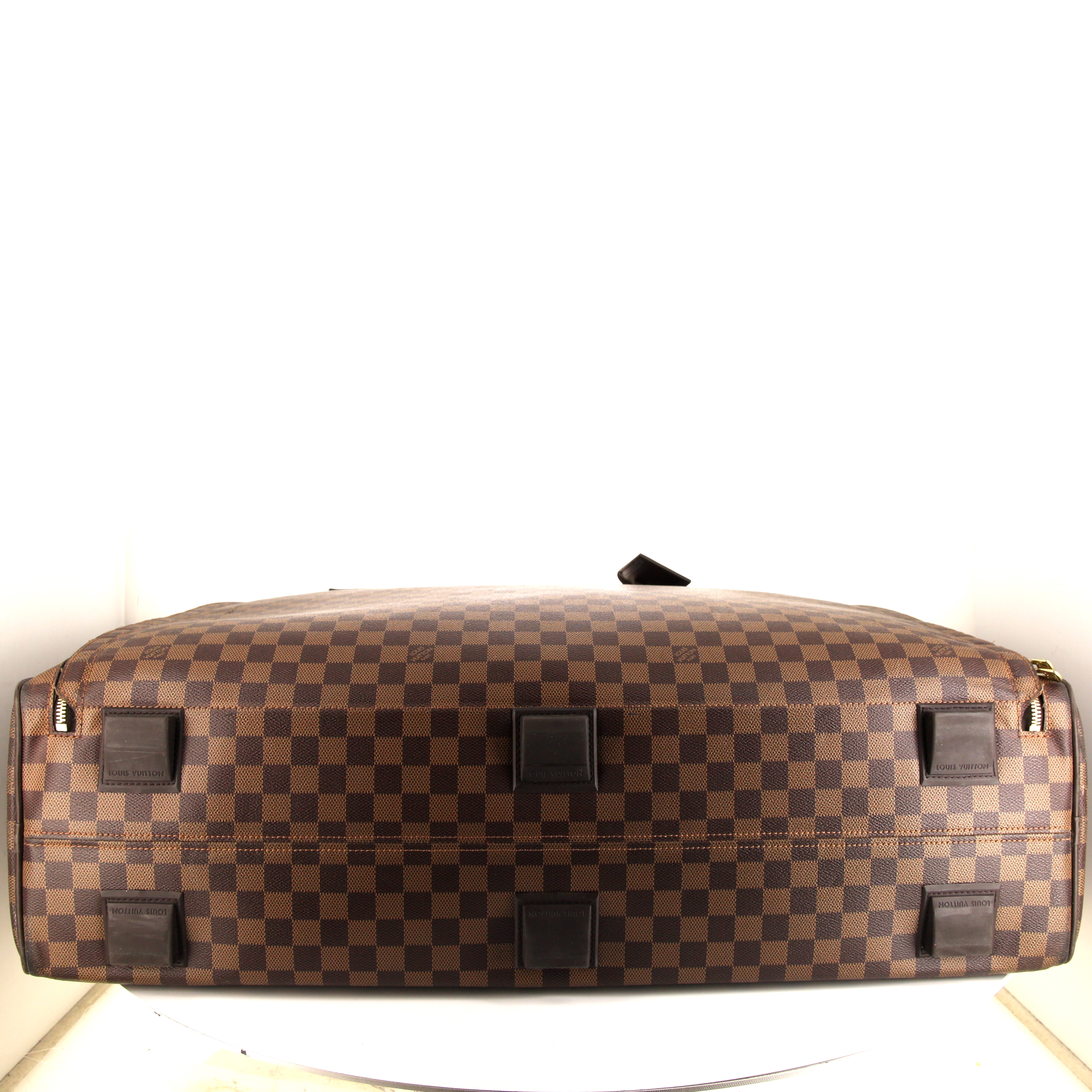 Louis Vuitton Nolita suitcase in ebene damier canvas and brown leather - Detail D4