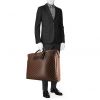 Louis Vuitton Nolita suitcase in ebene damier canvas and brown leather - Detail D1 thumbnail