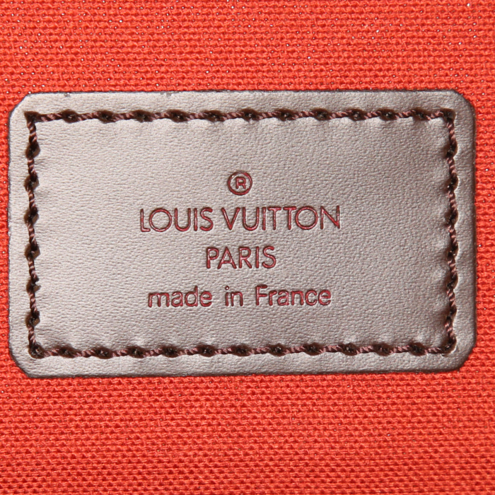 Maleta Louis Vuitton Nolita en lona a cuadros ébano y cuero marrón - Detail D4