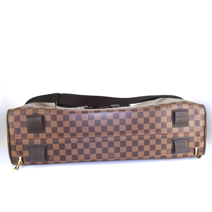 Maleta Louis Vuitton Nolita en lona a cuadros ébano y cuero marrón - Detail D5