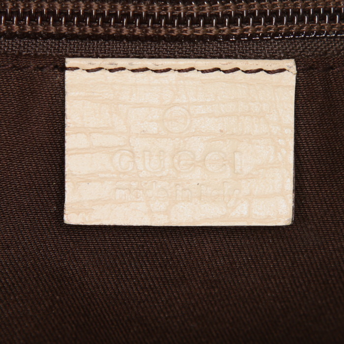 Sac cabas Gucci Gucci Vintage en toile monogram enduite beige et cuir crème - Detail D3