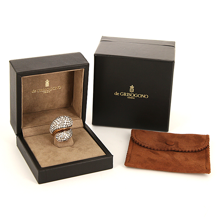 Sortija De Grisogono Contrario en oro rosa,  diamantes blancos y diamantes marrones - Detail D2