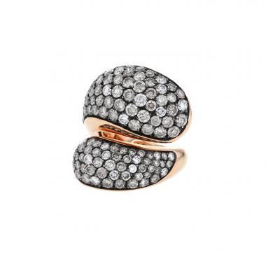 Anello De Grisogono Contrario in oro rosa,  diamanti bianchi e diamanti brown