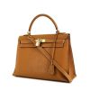 Hermes Kelly 32 cm bag worn on the shoulder or carried in the hand in gold Mysore leather - 00pp thumbnail