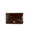 Hermes Lydie shoulder bag in brown crocodile - 360 thumbnail