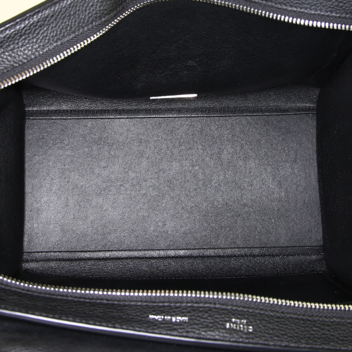 Bolso de mano Celine Trapeze modelo pequeño en cuero negro y ante negro - Detail D3