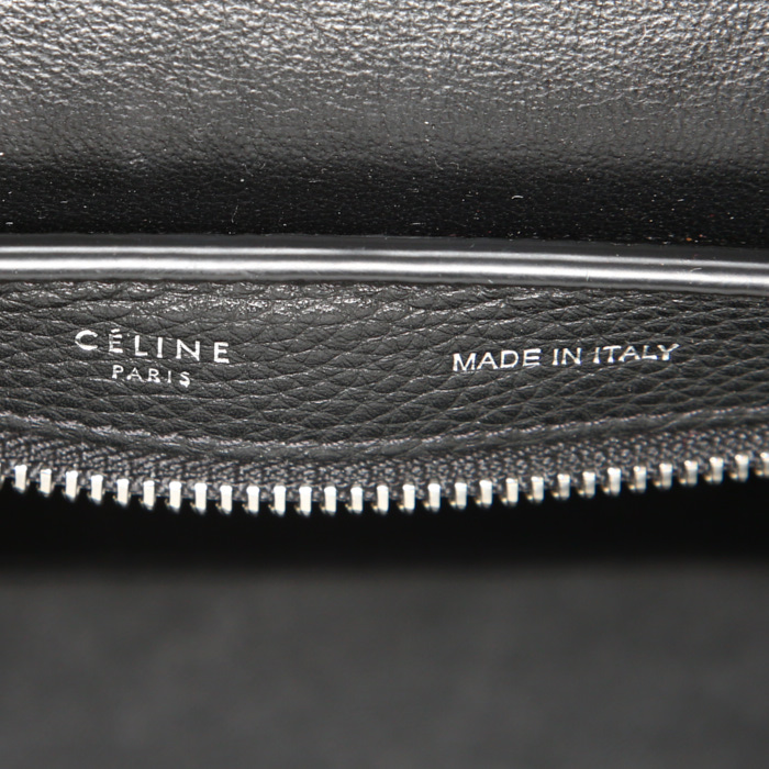 Celine Trapeze small model handbag in black leather and black suede - Detail D4