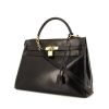 Hermes Kelly 32 cm bag worn on the shoulder or carried in the hand in black box leather - 00pp thumbnail