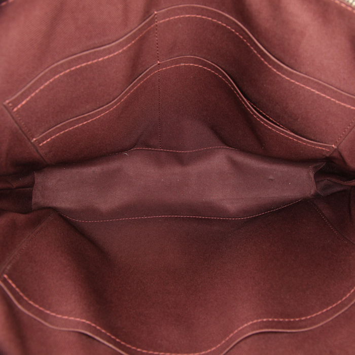 Porte-documents Louis Vuitton en toile monogram marron et cuir noir - Detail D2