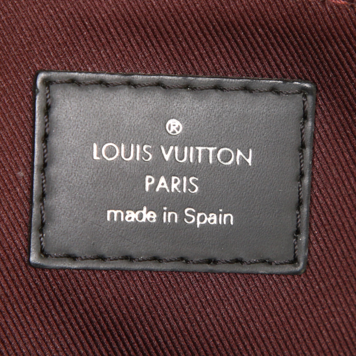 Borsa portadocumenti Louis Vuitton in tela monogram marrone e pelle nera - Detail D3