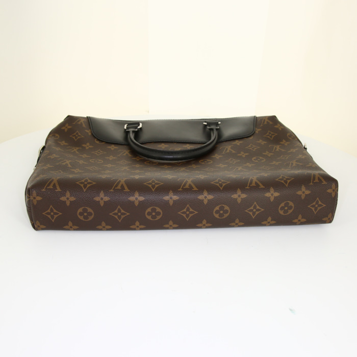Borsa portadocumenti Louis Vuitton in tela monogram marrone e pelle nera - Detail D4