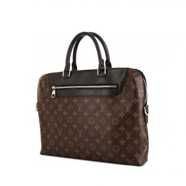 Porte-documents Louis Vuitton en toile monogram marron et cuir noir