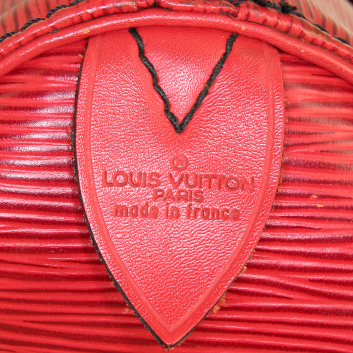 Borsa da viaggio Louis Vuitton Keepall 45 in pelle Epi rossa - Detail D3