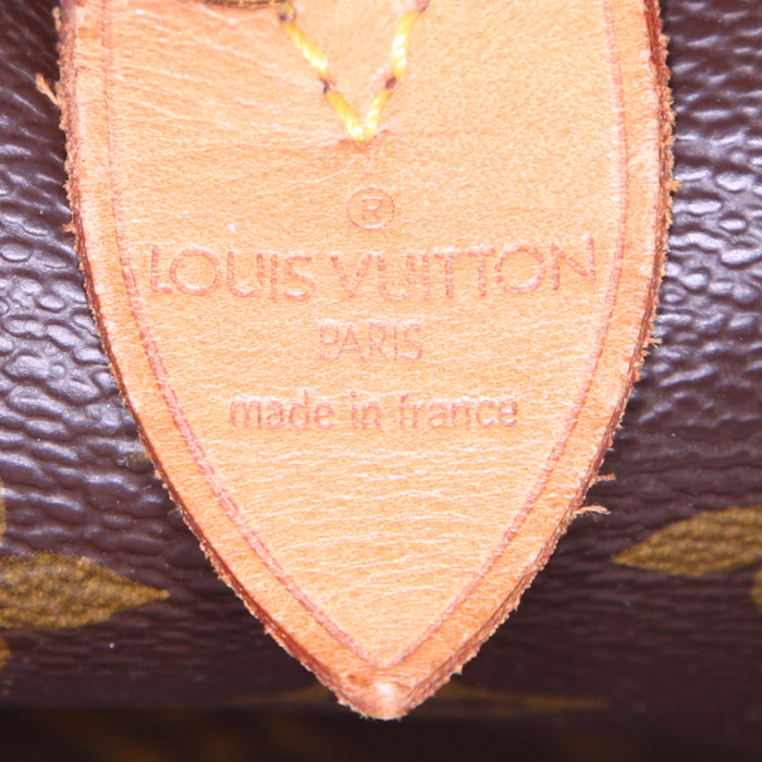 Borsa da viaggio Louis Vuitton Keepall 55 cm in tela monogram marrone e pelle naturale - Detail D3