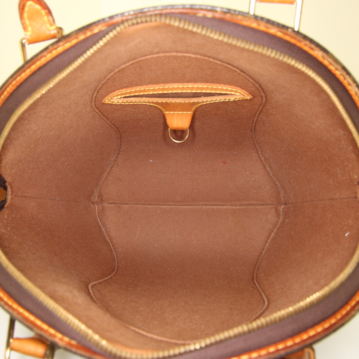 Sac à main Louis Vuitton Ellipse petit modèle en toile monogram marron et cuir naturel - Detail D2