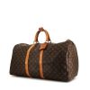 Sac de voyage Louis Vuitton Keepall 55 cm en toile monogram marron et cuir naturel - 00pp thumbnail