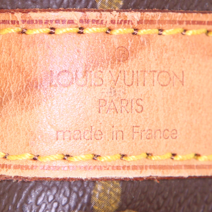Bolsa de viaje Louis Vuitton Keepall 55 cm en lona Monogram y cuero natural - Detail D4