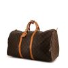 Bolsa de viaje Louis Vuitton Keepall 55 cm en lona Monogram marrón y cuero natural - 00pp thumbnail