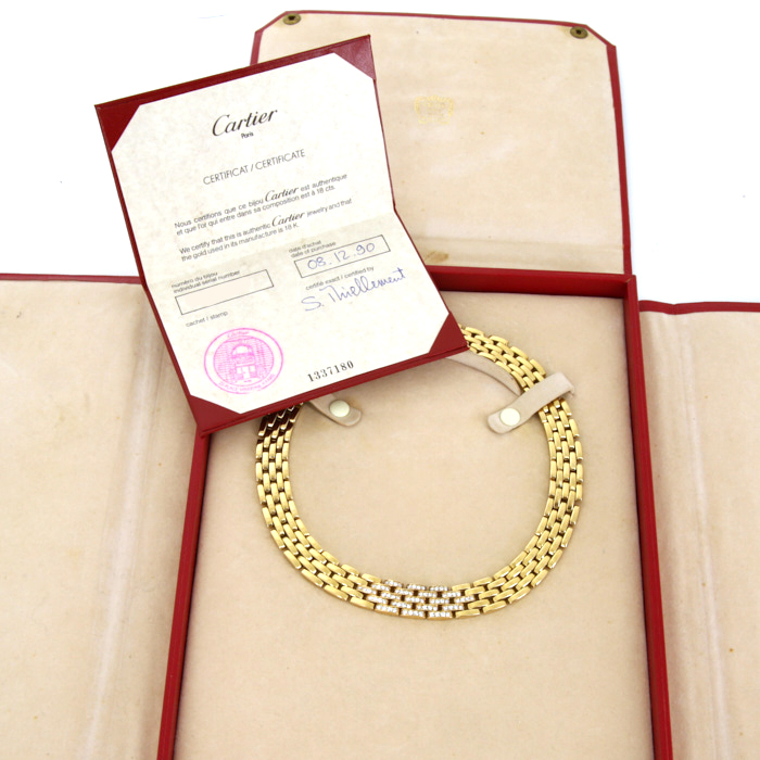 Collier articulé Cartier Panthère en or jaune et diamants - Detail D2