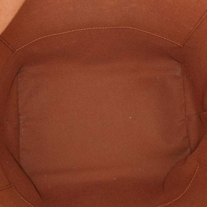 Bolso de mano Louis Vuitton Palermo en lona Monogram marrón y cuero natural - Detail D3