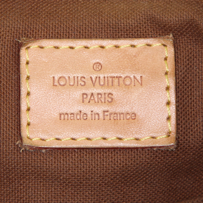 Bolso de mano Louis Vuitton Palermo en lona Monogram marrón y cuero natural - Detail D4
