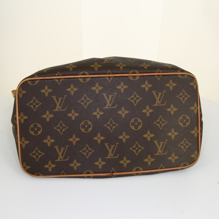 Borsa Louis Vuitton Palermo in tela monogram marrone e pelle naturale - Detail D5
