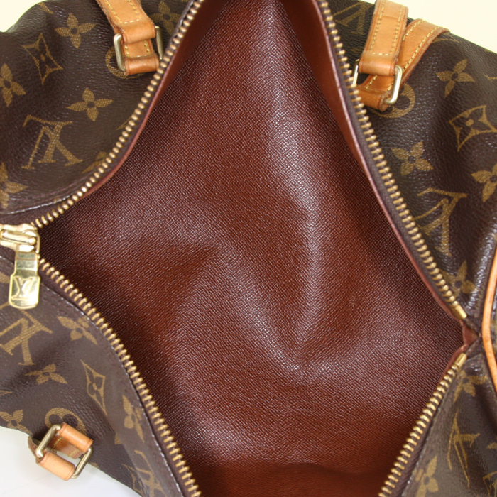 Borsa Louis Vuitton Papillon in tela monogram marrone e pelle naturale - Detail D2