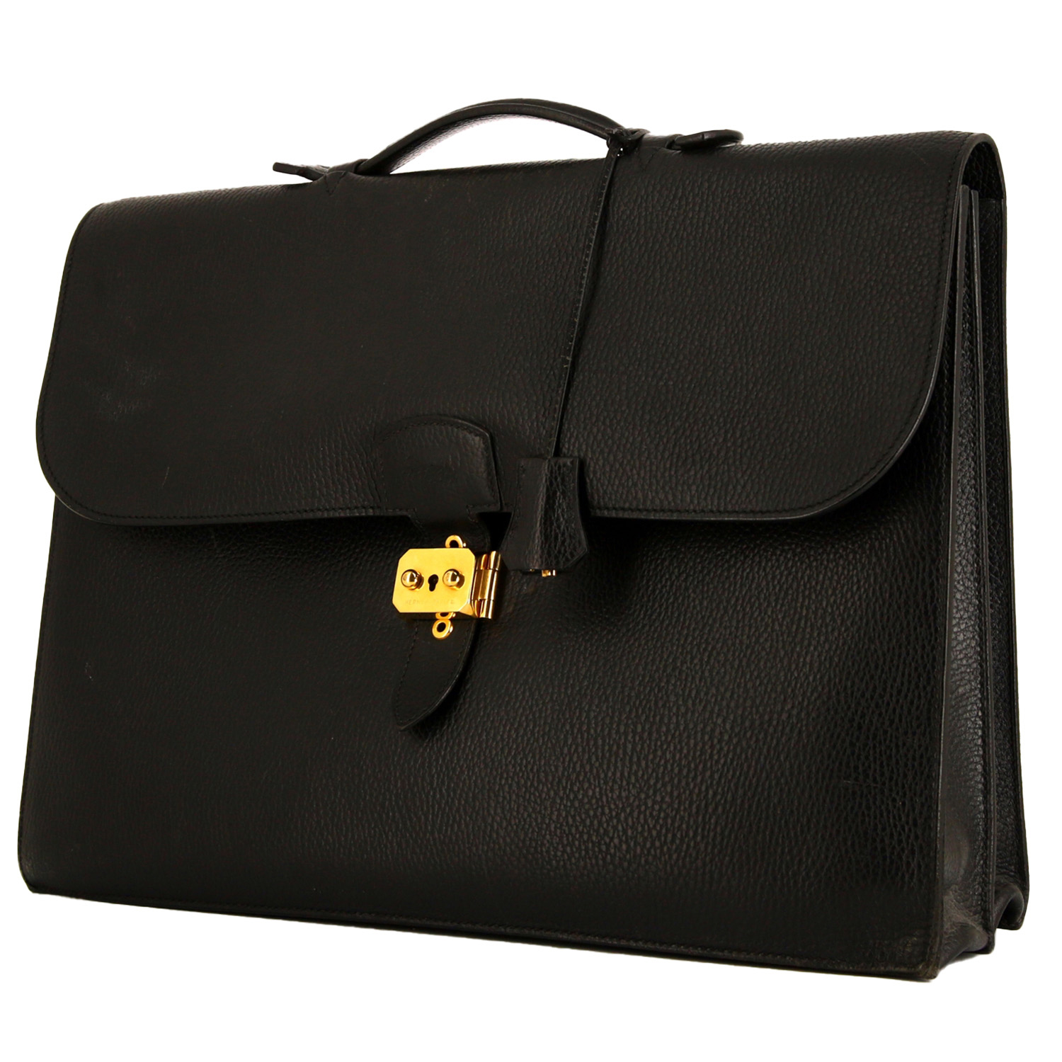 Hermès Sac à dépêches briefcase in black Fjord leather - 00pp